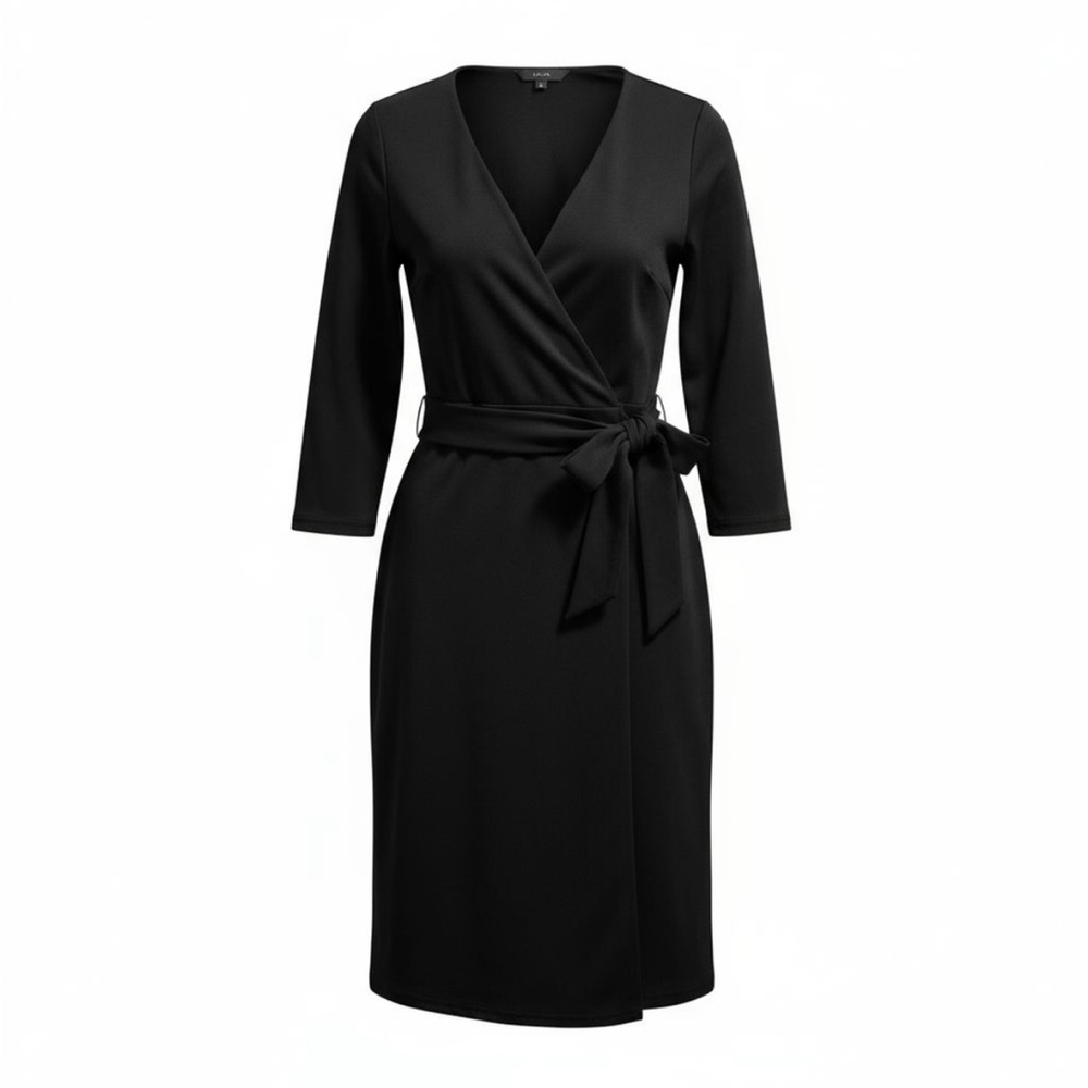 Alfani Black Wrap Dress long sleeve M